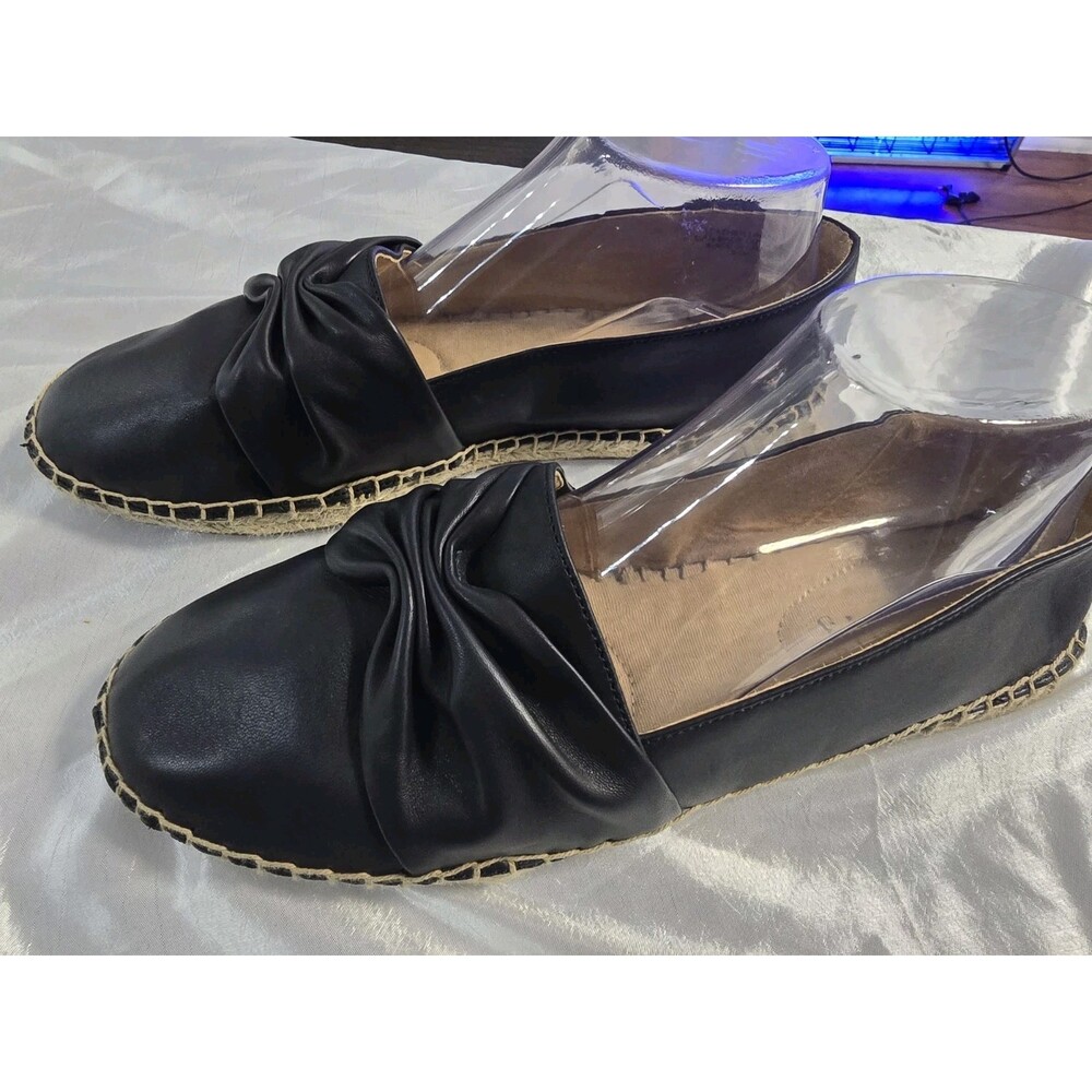 Talbots IZZY Knot Detail Espadrilles SOFT Comfort Size 9.5 Black Leather Slip-on - Picture 2 of 10